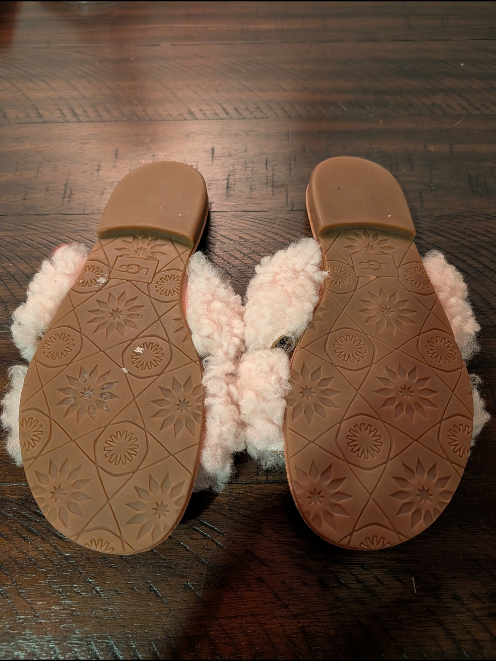 UGG Women's Pink Shearling Slide Sandals - Picture 7 of 8